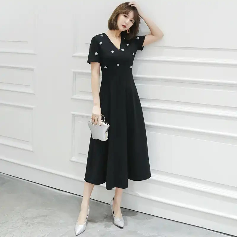 womens black midi dress