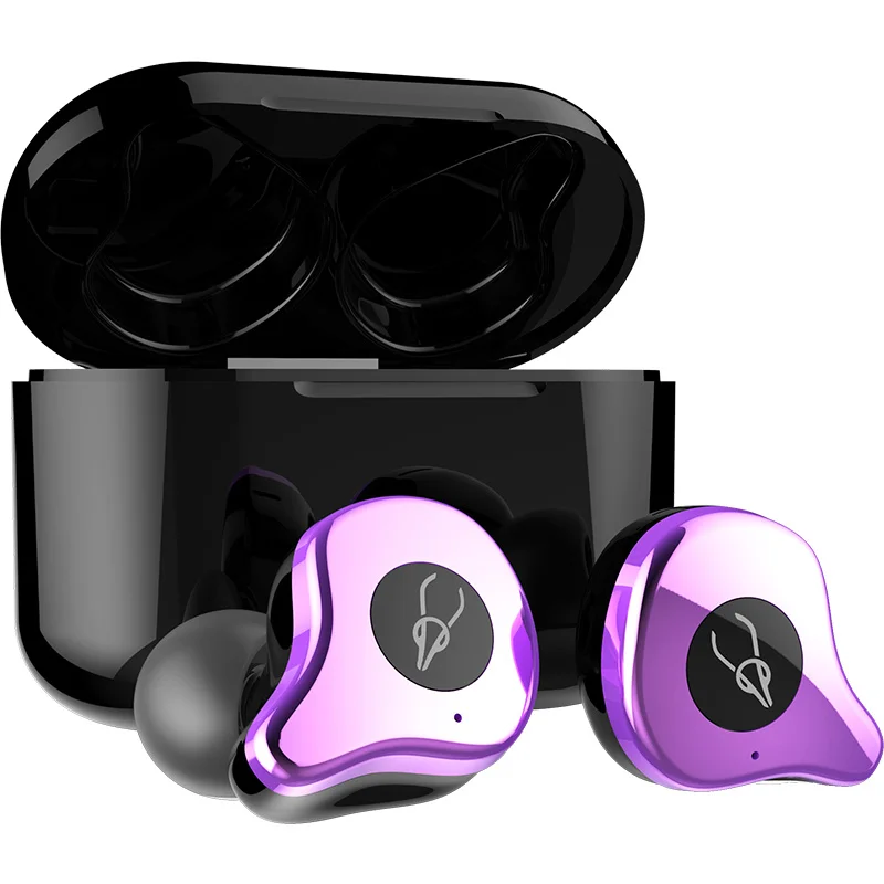 Фиолетовый Sabbat E12 TWS беспроводные Bluetooth наушники спортивные Hi-Fi стерео наушники с шумоподавлением гарнитура с беспроводным зарядным устройством - Цвет: Фиолетовый