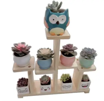 

Solid wood desktop flower stand indoor multi-layer small flower stand green flower frame decoration living room window pot rack