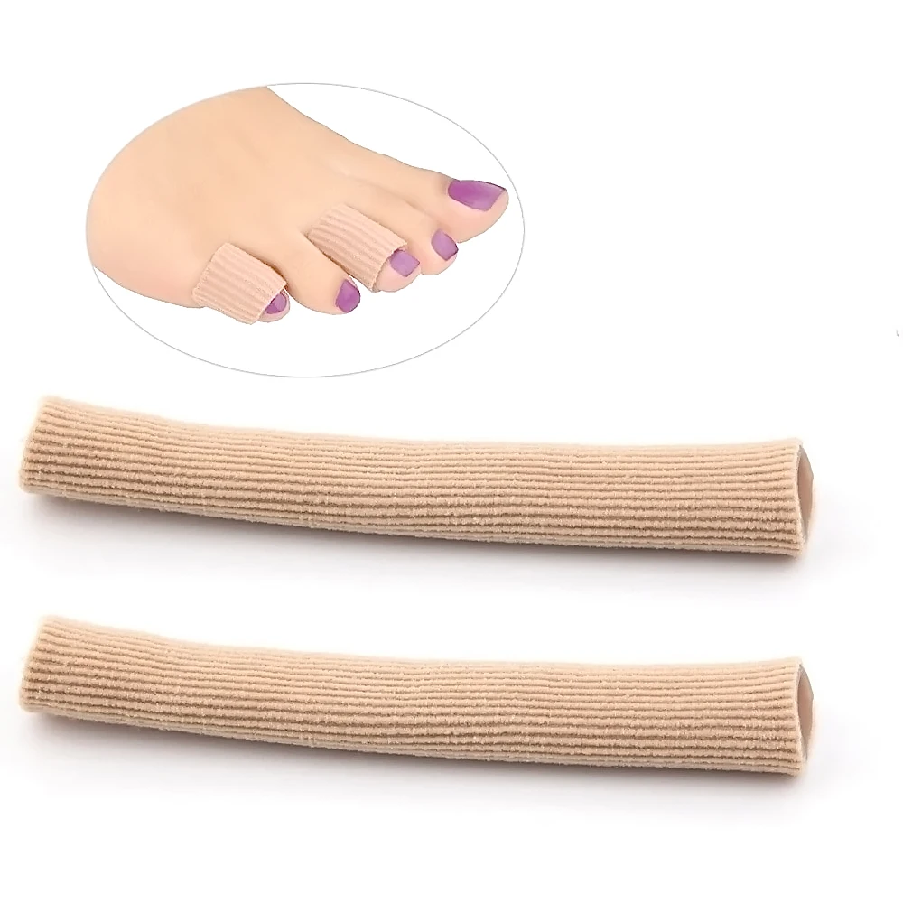 2 PCS Gel Fabric Toes Tube Protectors Finger Toe Separator Silicone Fingers Toes Corrector Fabric Gel Tube Toe Protector 2 Sizes