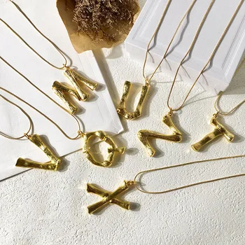 

Wholesale new 2020 ladies necklace English alphabet pendant stainless steel luxury jewelry sweater necklace gift fashion popular