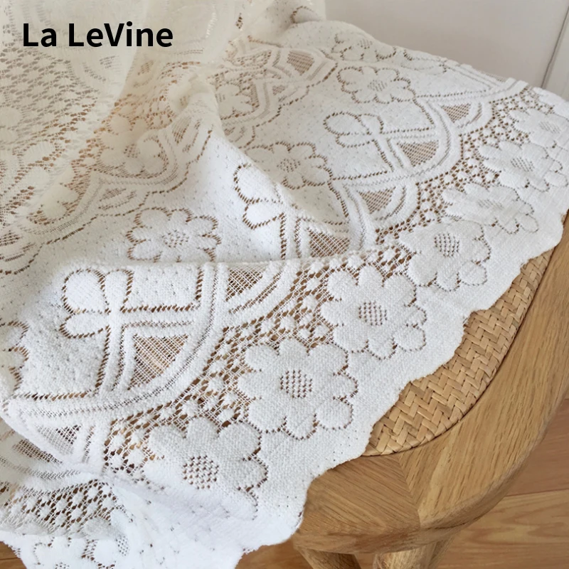 Hollow Lace Tablecloth Light Beige Simple Cafe Kitchen Dining Restaurant Background Cloth Square Decorative For Wedding | Дом и сад