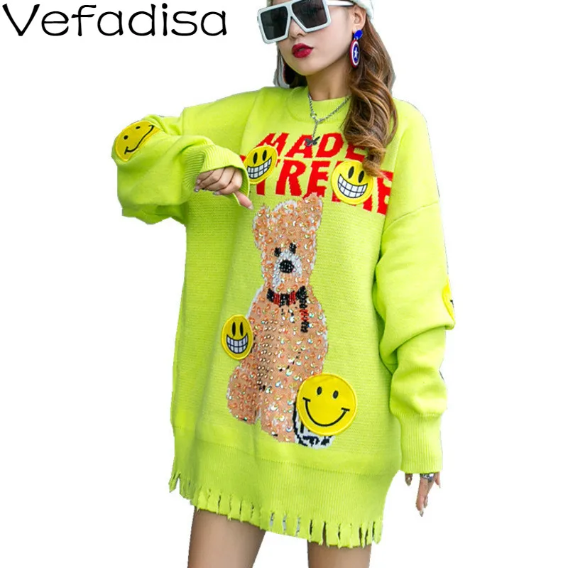 Vefadisa Black White Yellow Cartoon Print Women