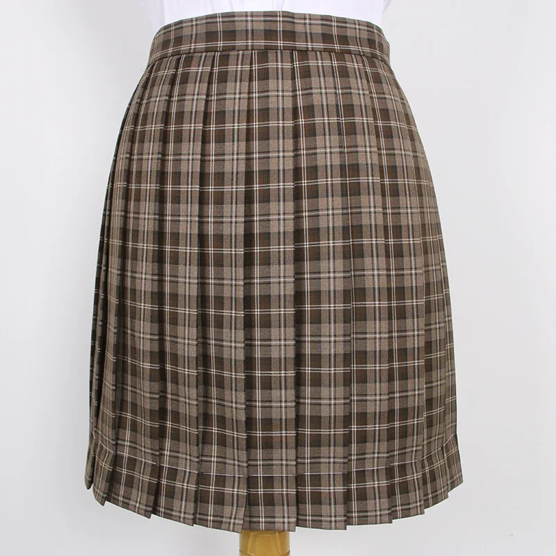 Японская форма JK с высокой талией, коричневая клетчатая юбка для девочек, Студенческая школьная форма Harajuku, плиссированная летняя юбка, юбка в студенческом стиле