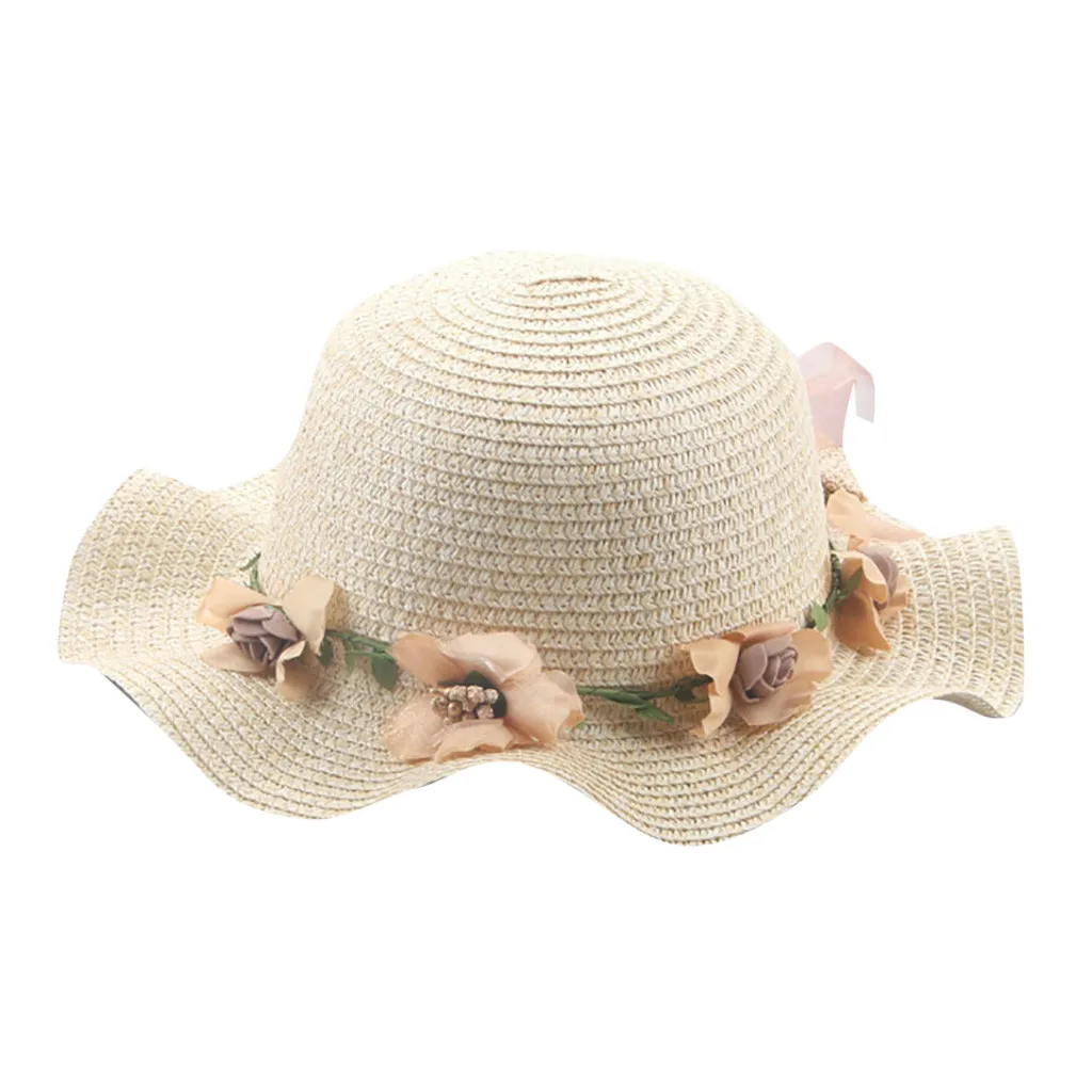 Детская шляпа с волнистым краем и цветами, летняя шляпа от солнца для маленьких мальчиков и девочек, летняя женская шляпа года с козырьком, детская шапочка Rnfant#3