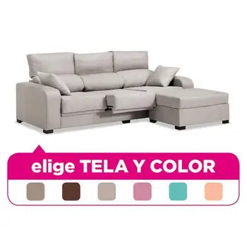 

Sofa Chaise Longue, 3 Seater, choose fabric and Color ref-86