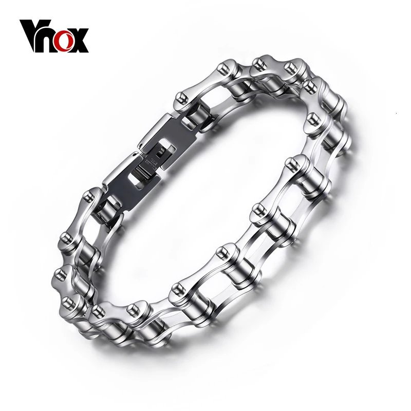 Vnox 316L Браслеты нержавеющей стали Удлиненная Байкерская Велосипедная цепь Для мужчин Jewelry высокое качество серебро/золото-цвет
