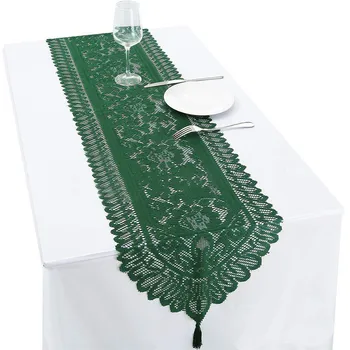 

Table Runner Lace 33x180cm Tri-color Tricot Lace Table Flag Wedding Party Decoration Tablecloth White Green Red D26#30