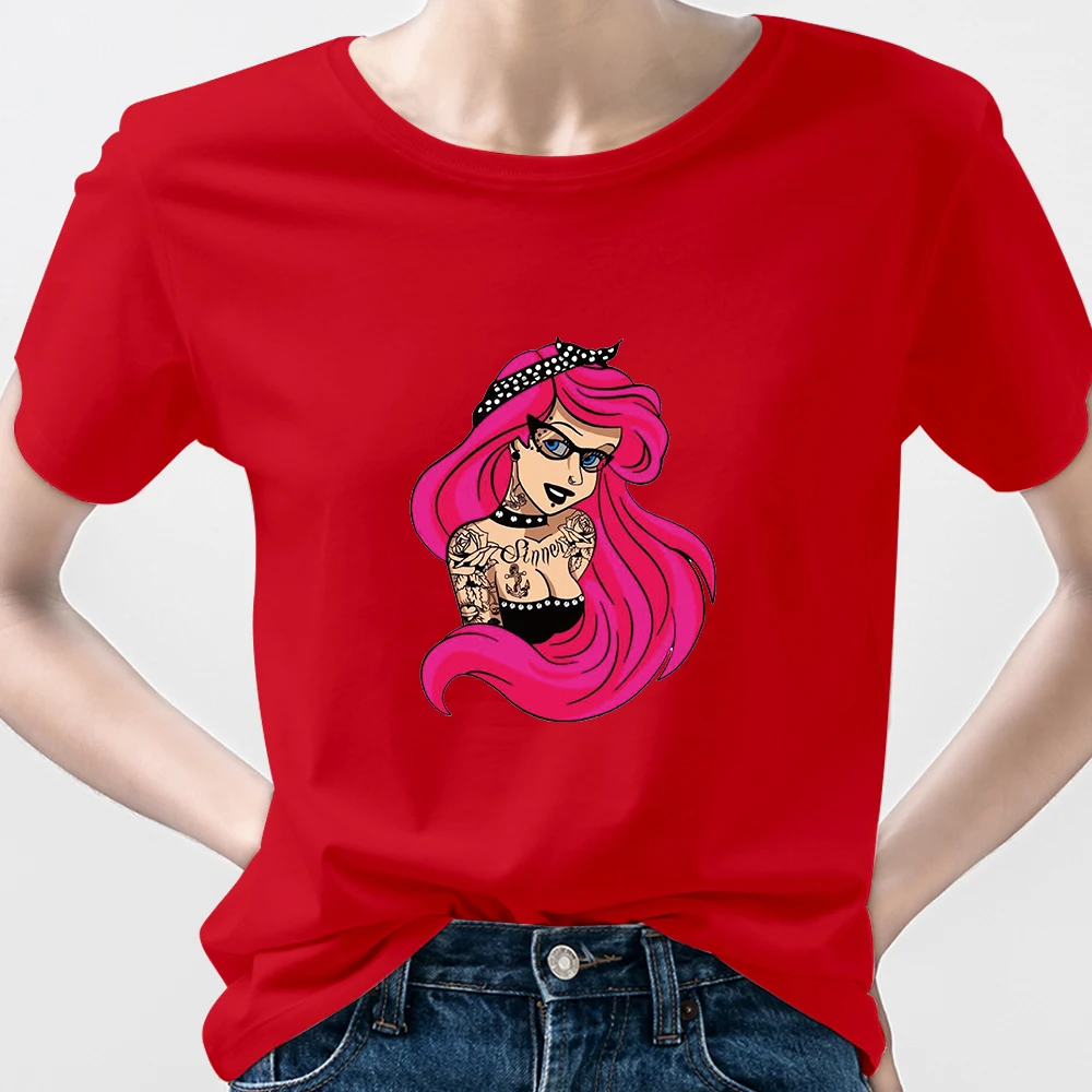 Camisetas de Princesas Disney Mujer, Ropa suave de camisetas sexys de chicas tatuadas, Ropa Punk Tumblr, Harajuku Y2k - AliExpress