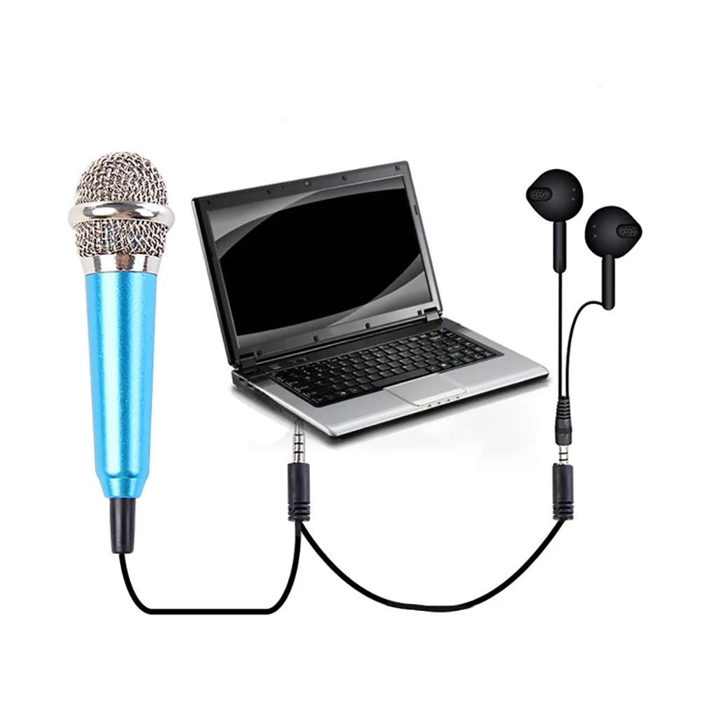 Portable 3.5mm Stereo Studio Mic KTV Karaoke Mini Microphone For Cell Phone Laptop PC Desktop  Small Size Mic