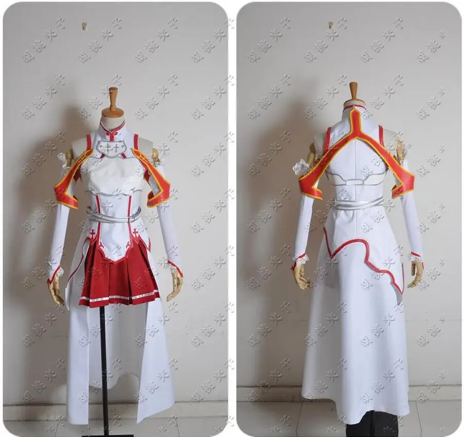 Бежевый Аниме Sword Art Online платье Асуна Юки маскарадные костюмы униформа для Хэллоуина SAO Asuna боевой костюм полный комплект - Цвет: Бежевый