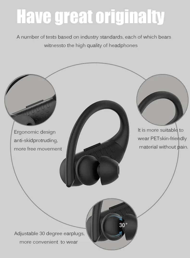 Bluetooth наушники светодиодный цифровой дисплей 8D беспроводные гарнитуры Висячие