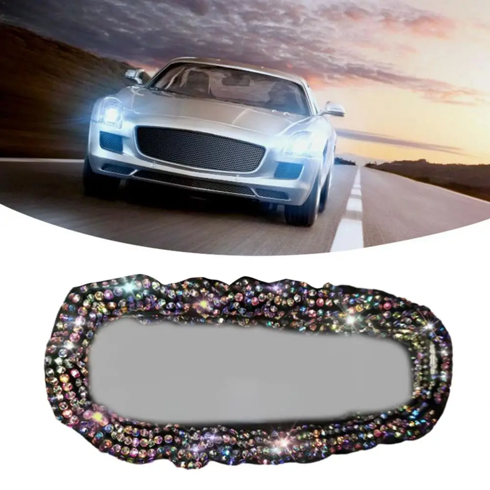 Car Rearview Mirror Cover Shiny Car Interior Accessories For Women Bling Rhinestone Rear View Mirror Crystal Diamond Decoration images - 6