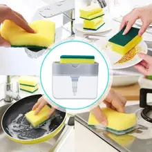 

2-in-1 Sponge Box With Soap Dispenser Double Layer Kitchen Plastic Soap Dispenser Sponge Scrubber Holder Case Boite Rangement