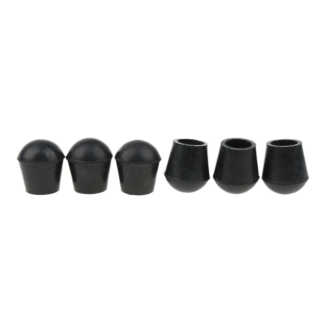 Walking Stick Ferrules 6pcs Round Bottom Rubber Tip For Triangle Cane Stool Crutches Chair 3/4"