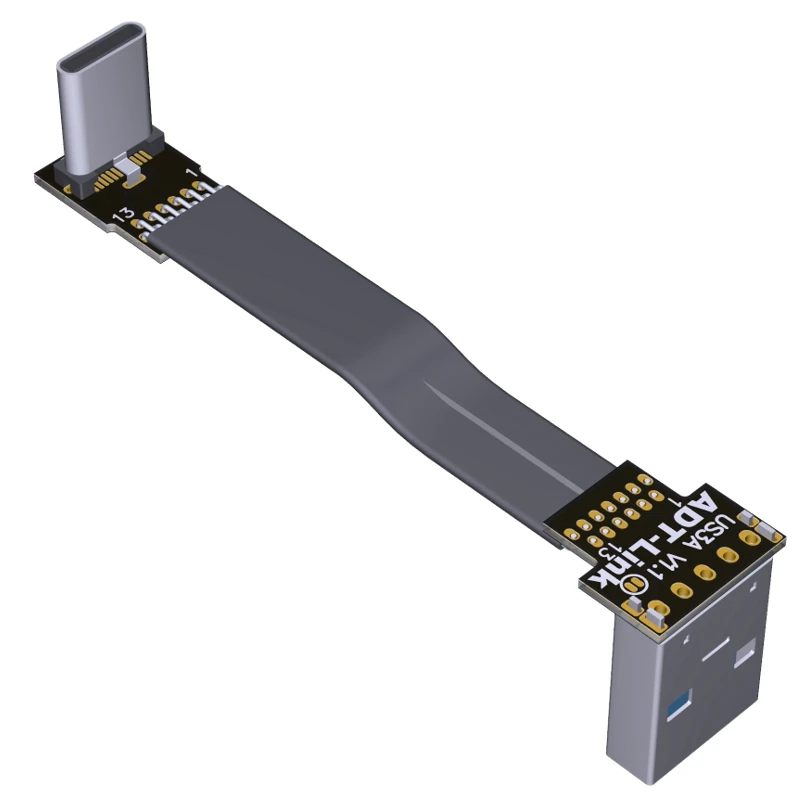 15CM Short Flat Slim Thin Ribbon FPC USBC Cable USB Type-C Male 90 Degree Angled up to USB Type-C Female Receptacle Straight for sync and Charging Black 15CM Short Flat Slim Thin Ribbon FPC USBC Cable USB Type-C Male 90 Degree Angled up to USB Type-C Female Receptacle Straight for sync and Charging Black