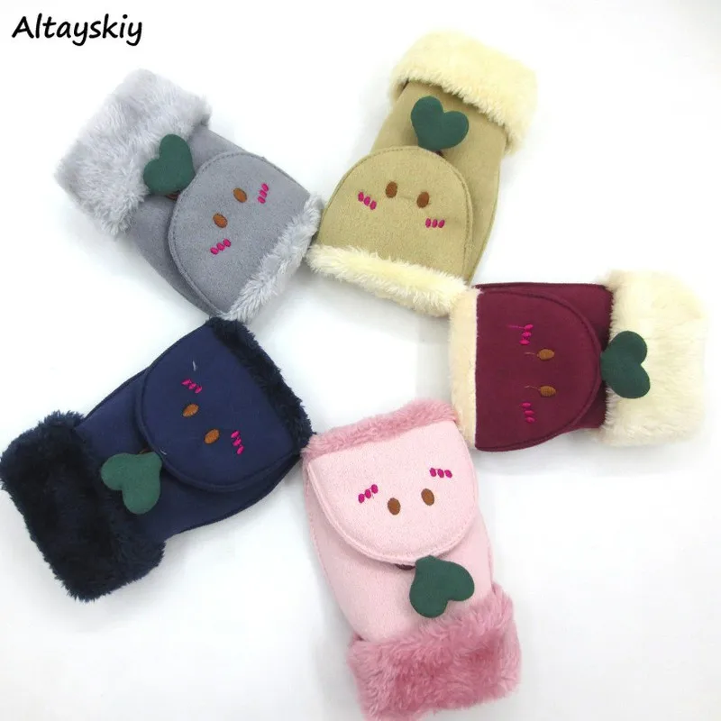 Перчатки женские Kawaii напечатанные мягкие женские универсальные зимние теплые плюс бархатные высококачественные женские s модные корейские аксессуары в стиле харакзюку