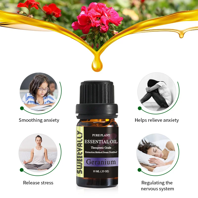 

10ml Geranium Essential Oil Relieve Stress Essential Oil for Humidifier Fragrance Lamp Air Freshening Aroma Oil