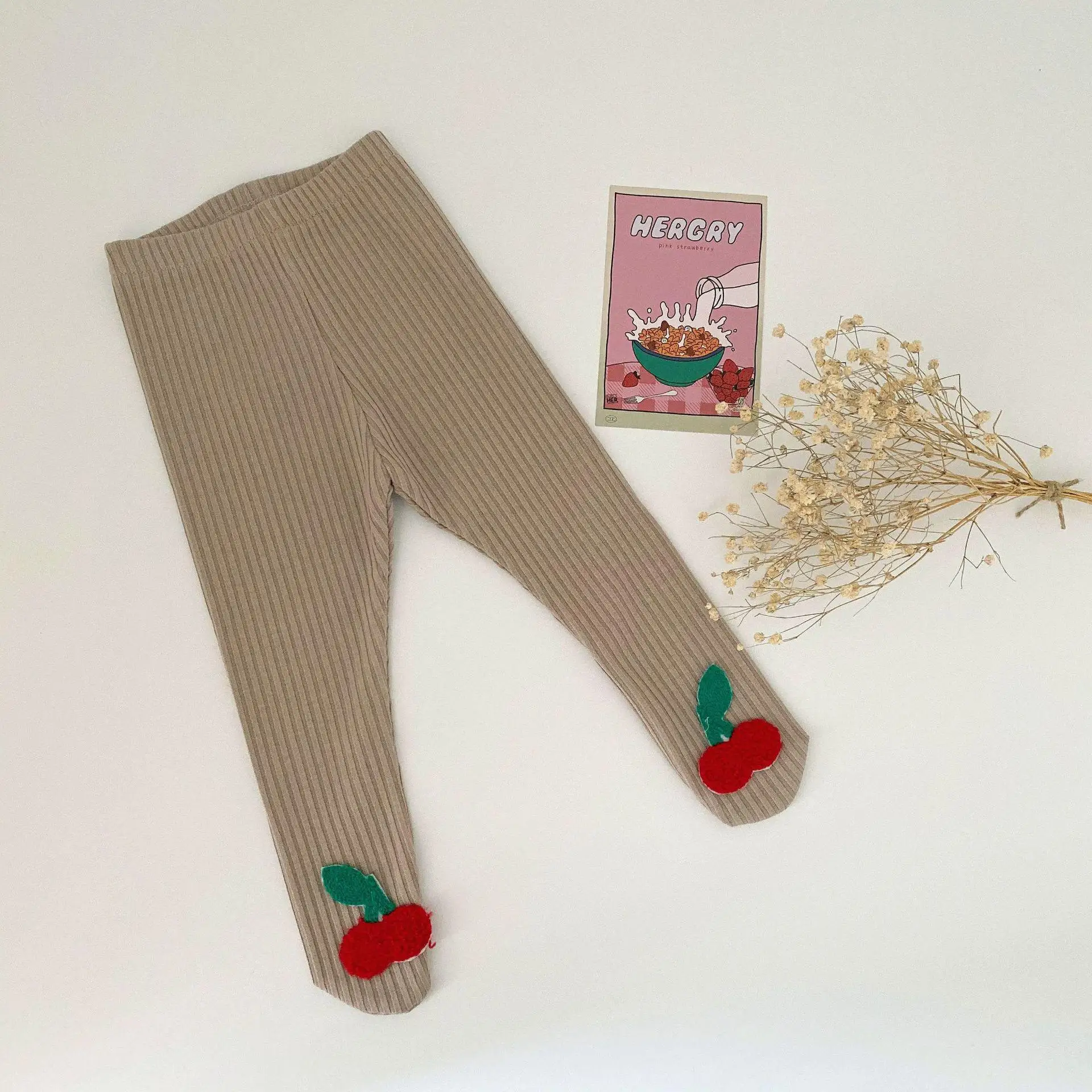 4563213khaki Колготки для новорожденных девочек; милые детские колготки с вишнями для девочек; хлопковые колготки; детские брюки; 0-24 месяца - Цвет: 4563213khaki