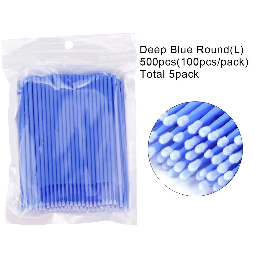 500pcs blue 100/500/1000pcs/lot Disposable Eyelash Brushes Swab Microbrushes Eyelashes Extension Individual Removing Applicators Makeup Tool - Цвет: 500pcs blue