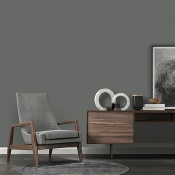 

Plain color wall paper solid color texture wallpaper roll retro black gray wallpaper PVC waterproof home decoration