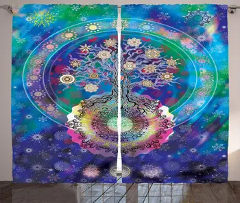 

Mandala Curtains Tree of Life Floral Style Mandala Calm Artwork Peace Design Natural Scenery Living Room Bedroom Window Drapes