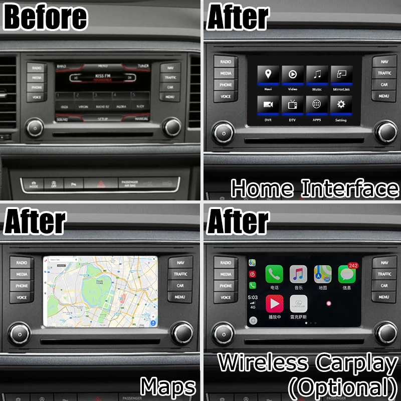 Android/carplay интерфейсная коробка для SEAT Leon Volkswagen Passat Golf7 и т. д. навигационный видео интерфейс MIB MQB 6,5 8 9,2 По LSAILT