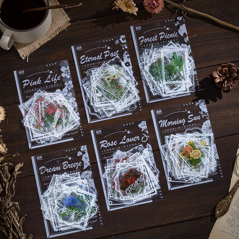 Наклейки для домашних животных 60 шт./лот натуральные растения цветы самодельные