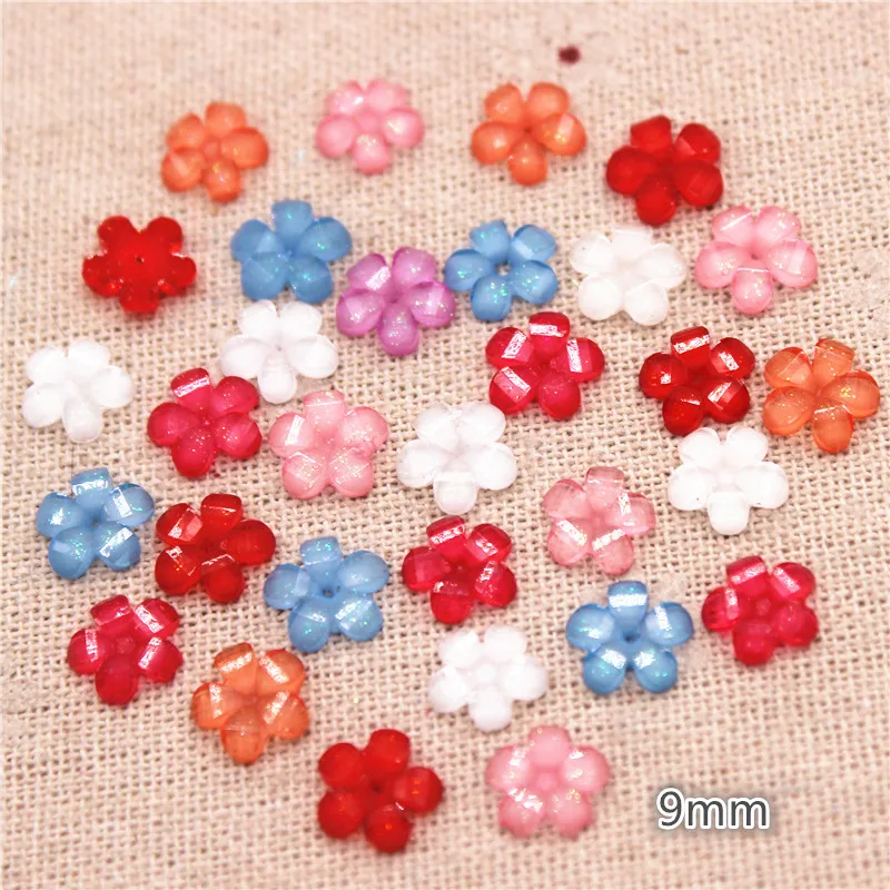 Color Resin Flowers Flatback Flatback Mini Resin Flowers 100pcs 9mm