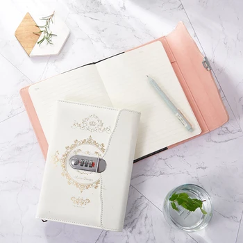 

A5 Vintage Password Notebook Creative Student Diary Notebook with Lock Thicken Refillable Planner Journal Agenda Code Notebook