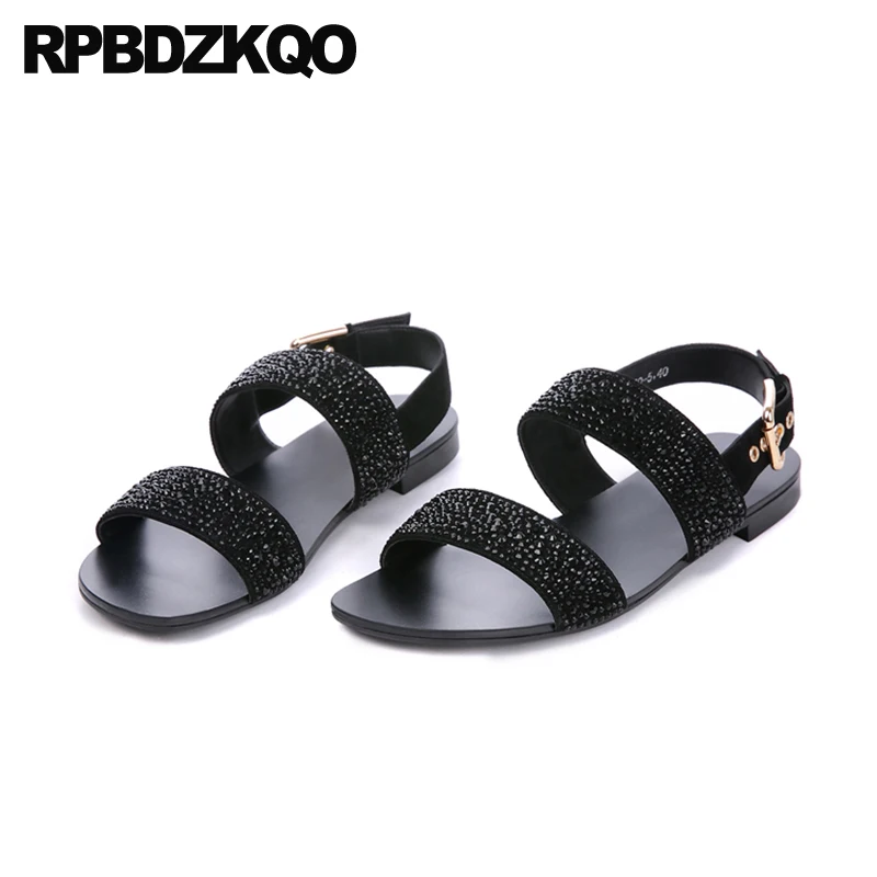 black roman size 46 rhinestone italian native shoes plus genuine leather 45 high quality men gladiator sandals summer gold strap