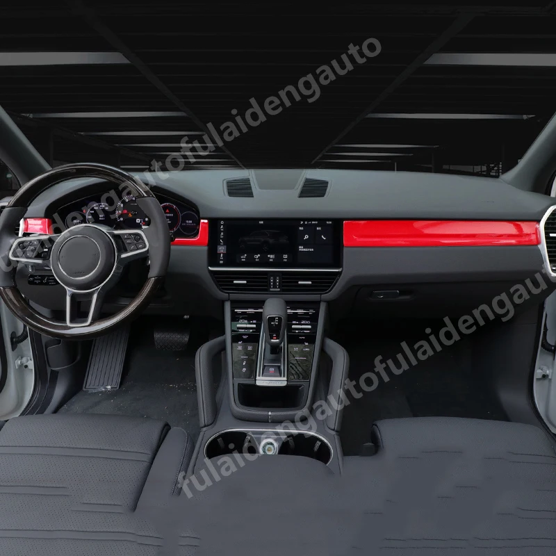 Для Porsche Cayenne Матовый ABS углеродное волокно красный LHD внутренняя консоль центр приборной панели рамка отделка автомобильные аксессуары