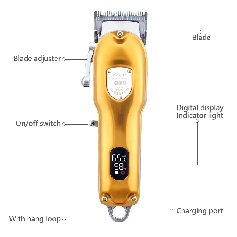 Professional Hair Cutting Barber Clippers For Men W/ 4 Clipper Guards & Clipper Cleaning Brush