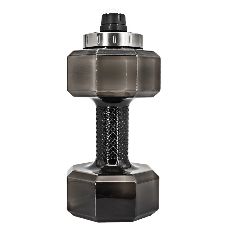 

New Style Stainless Steel Cover Dumbbell Kettle Ultra Large Capacity Fitness Pitcher Silica Gel Rope Holding Sports Large Water
