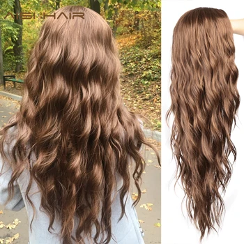 AISI HAIR  Long Wavy Black Wigs Brown and Red Wave Synthetic Wig for Women Natural Middle Part Heat Resistant Hair 1