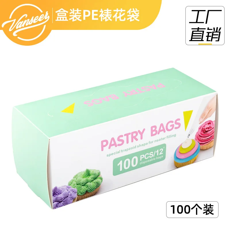 

Pumping Boxed Disposable PE Decorating Pouch Thick Transparent Decorating Pouch PE Pastry Bag 100 PC