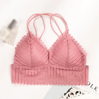 

Summer Lace Tube Tops Push Up Bras Women Floral Embroidered Bralette Cropped Top Sexy Lingerie Underwear