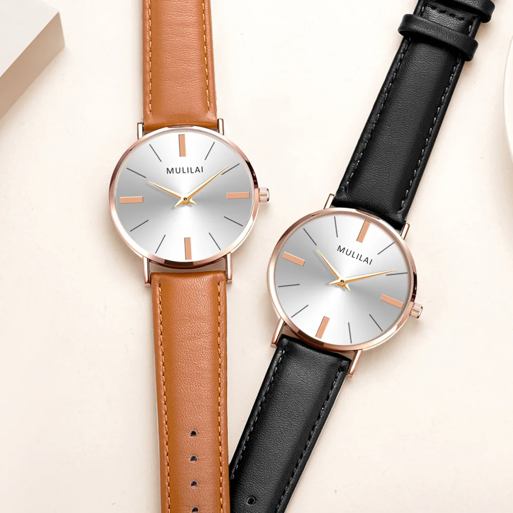 

High Quality Rose Gold Dial Watch Men Leather Waterproof 30M Watches Business Fashion Japan Quartz Movement Auto Date Male Clock