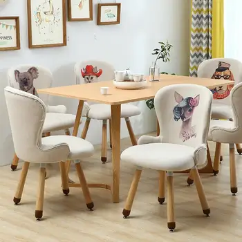 

Simple Nordic desk chair solid wood dining chair study dessert shop comb makeup stool learning computer chair home