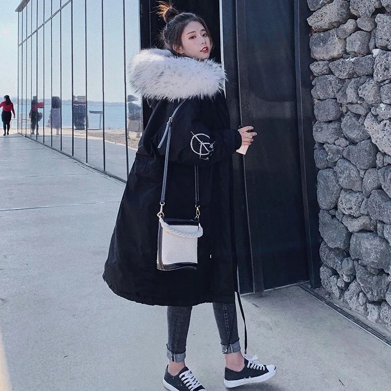 

Photo Shoot 2019 Winter New Style Cotton-padded Jacket Women's Korean-style Drawstring Waist Hugging Slimming Mid-length Cotton