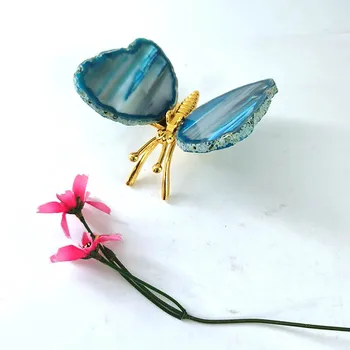 

Hot sale! Natural Crystal Butterfly Statue Carved Agate Geode Butterfly Figurine Home Ornament For Gift XSY