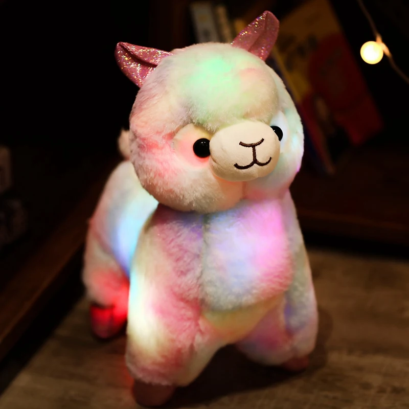 35cm Juguetes Nina Light Up Plush Alpaca Toys Soft Stuffed Animal Glow In The Dark Pillow Luminated Coloful Llama Dolls for Kids