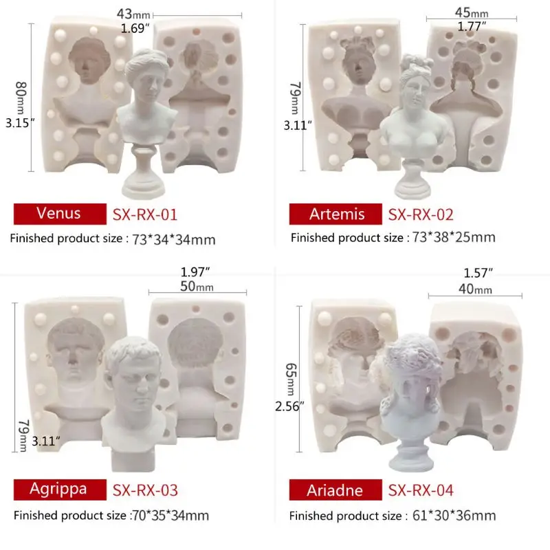Great Artist Figure Head Plaster Cast Silicone Mold Resin Casting Art Craft Mold