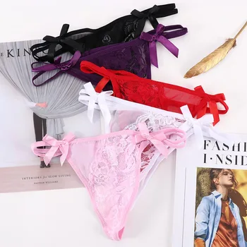 

Rose Embroidered Transparent Sexy Panties Women Lace Temptation Panties Low Waist Thong