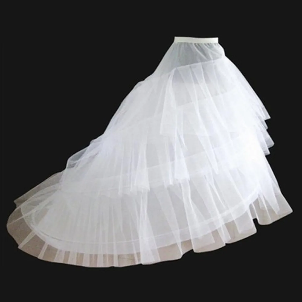 

White Women's Underskirt 2 Hoops 3 Layers Tulle Petticoat Crinoline Girl's Skirt Rockabilly Tutu Wedding Bridal Petticoats