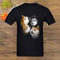 Three Doge Moon shaba Inu футболка для мужчин мягкая homme футболка с круглым вырезом уличная Harajuku