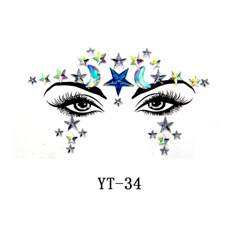 3D Face Crystal Glitter Jewels Tattoo Sticker Women Fashion Face Body Gems Gypsy Festival Adornment Party Beauty Makeup Stickers