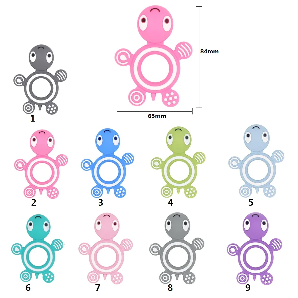 BOBO.BOX 1pc Silikon Beißringe Lebensmittel Grade Tiny Stange Zahnen Halskette BPA Freie Baby-kautable Cartoon Tiere Schildkröte Beißring Spielzeug – Detail 1
