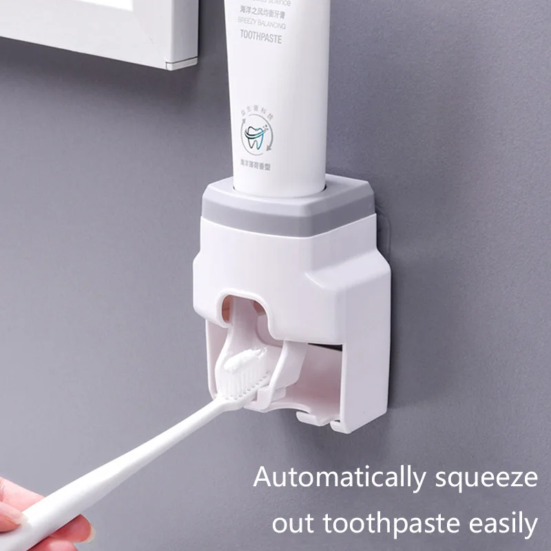Toothbrush Holder Set Toothpaste Dispenser Wall Mount Stand Bathroom Accessories Set Rolling Automatic Squeezer Family Hygienic toothpaste squeezer toothbrush holder toothpaste dispenser