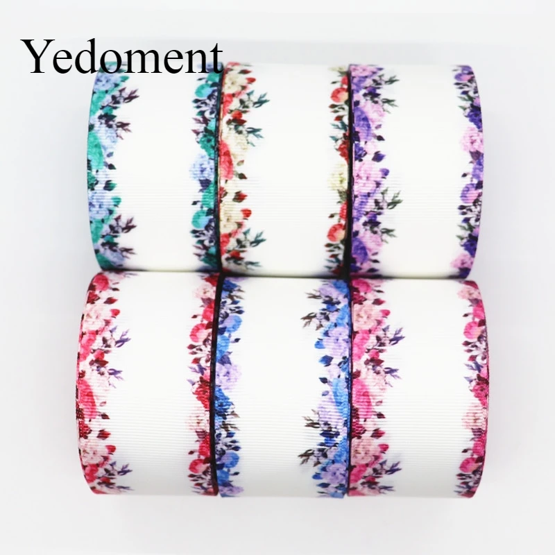 10 Yards 1.5'' 38MM Flower Printed Grosgrain Ribbons For Hair Bows DIY Handmade Materials Y19082003